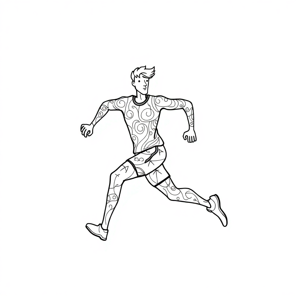 Zentangle Style Athlete Running Coloring Page