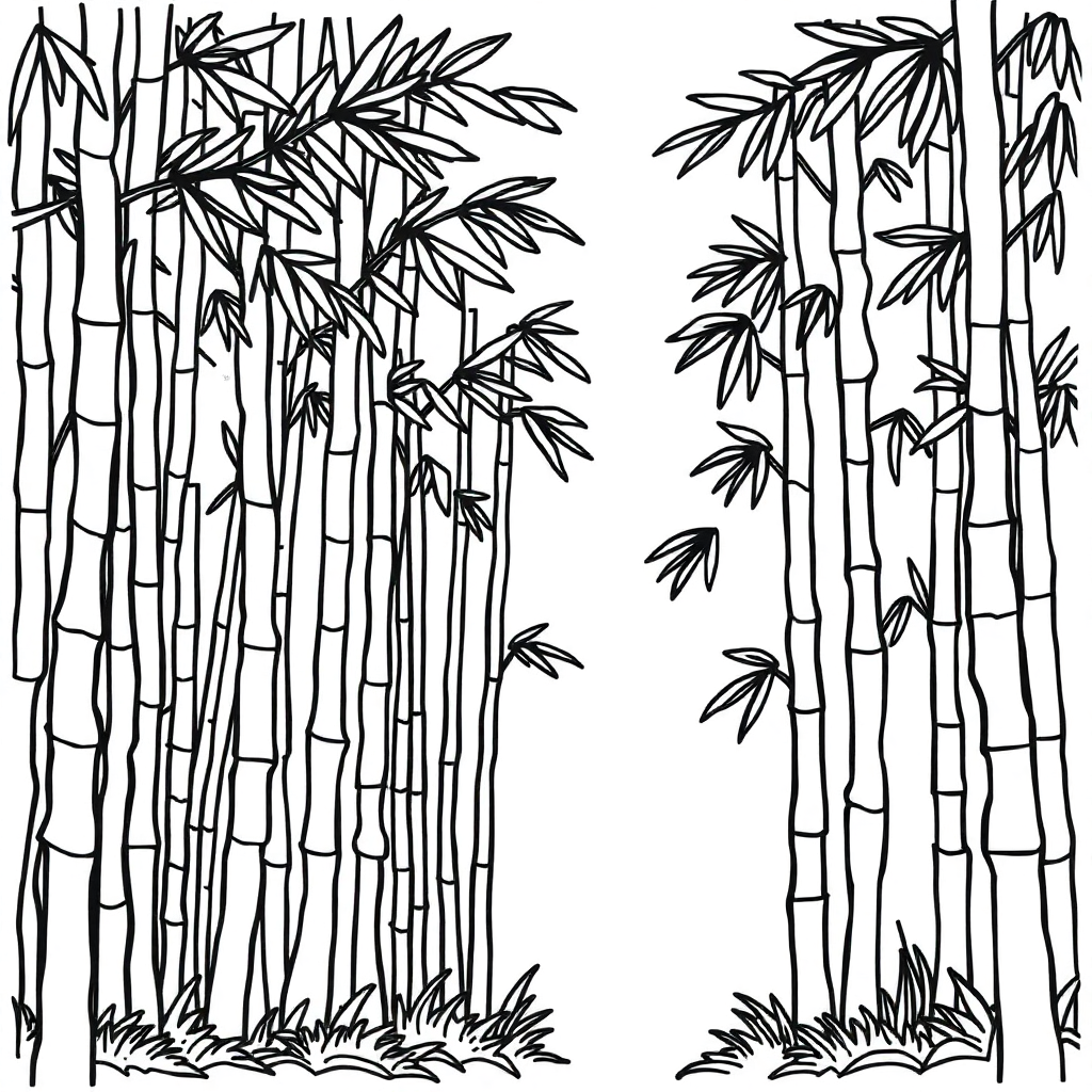 Zentangle Style Bamboo Forest Coloring Page
