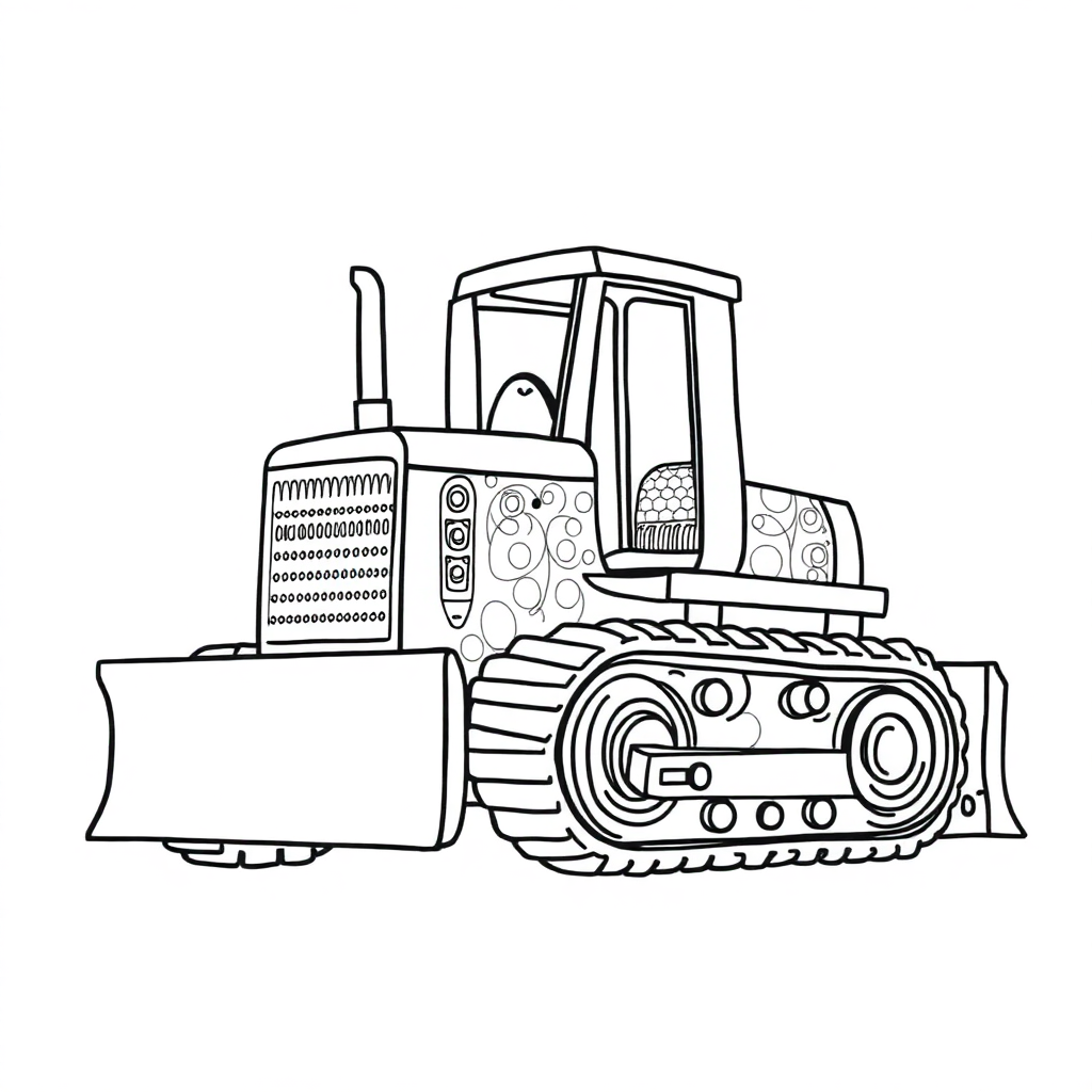 Zentangle Style Bulldozer Coloring Page