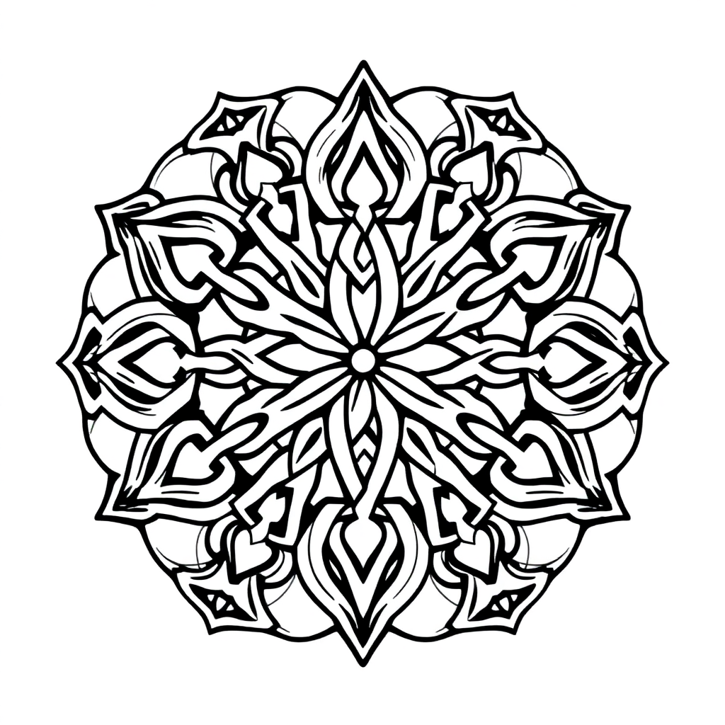 Zentangle Style Celtic Knot Mandala Coloring Page