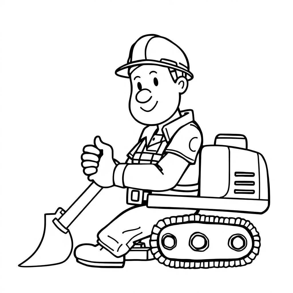 Zentangle Style Construction Worker Coloring Page