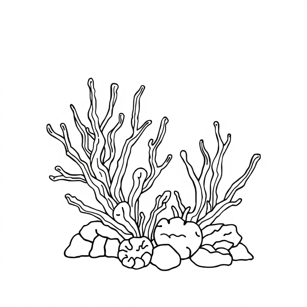Zentangle Style Coral Reef Coloring Page
