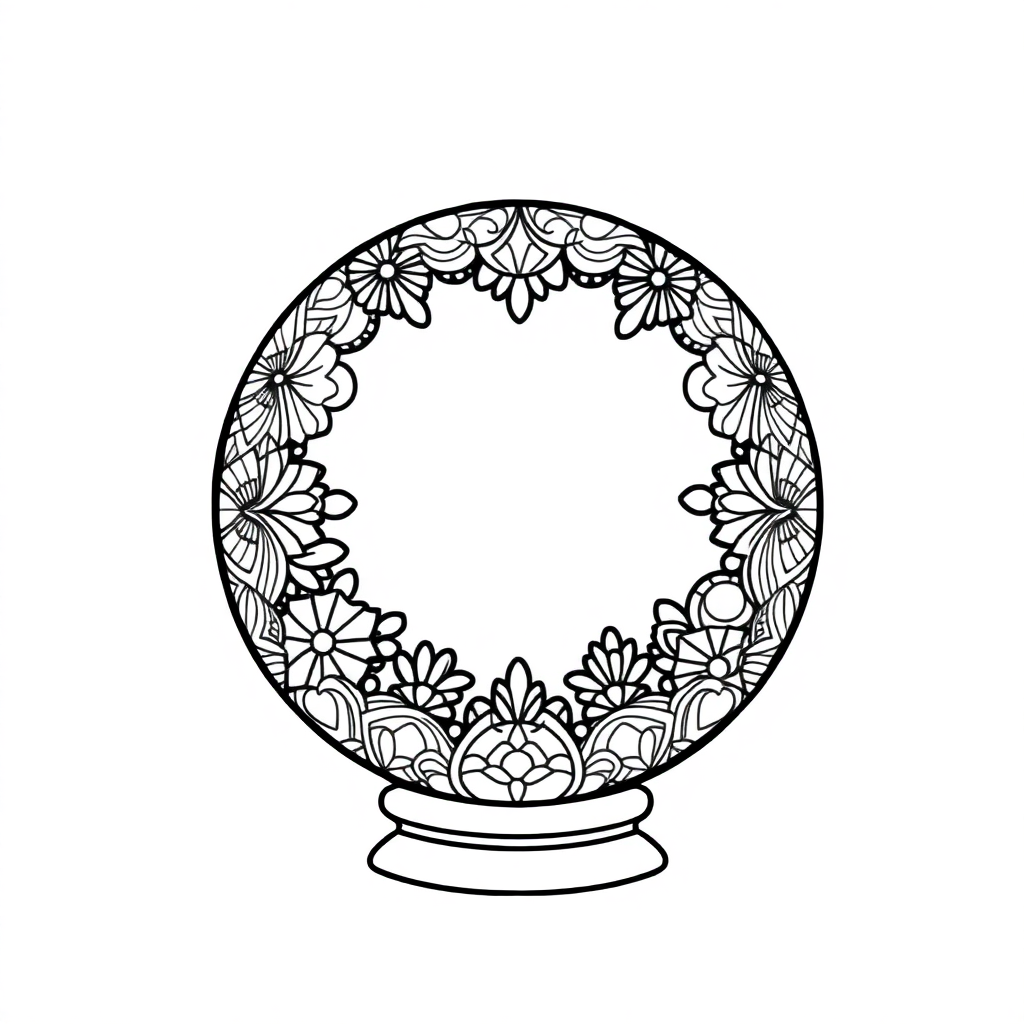 Zentangle Style Crystal Ball Coloring Page