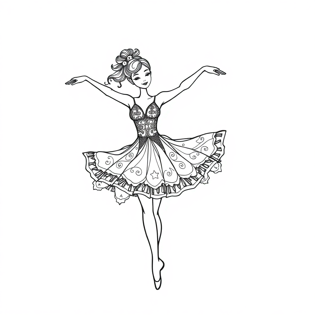 Zentangle Style Dancer Ballet Coloring Page