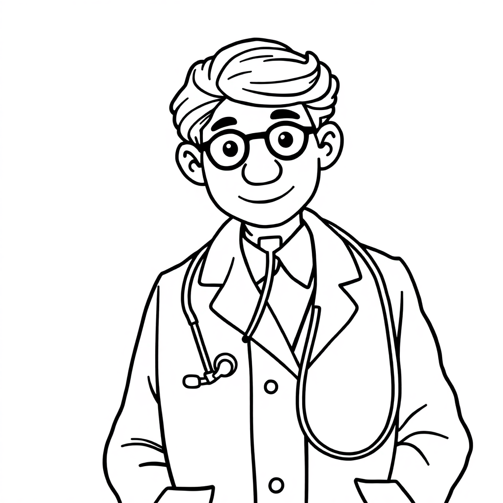 Zentangle Style Doctor With Stethoscope Coloring Page