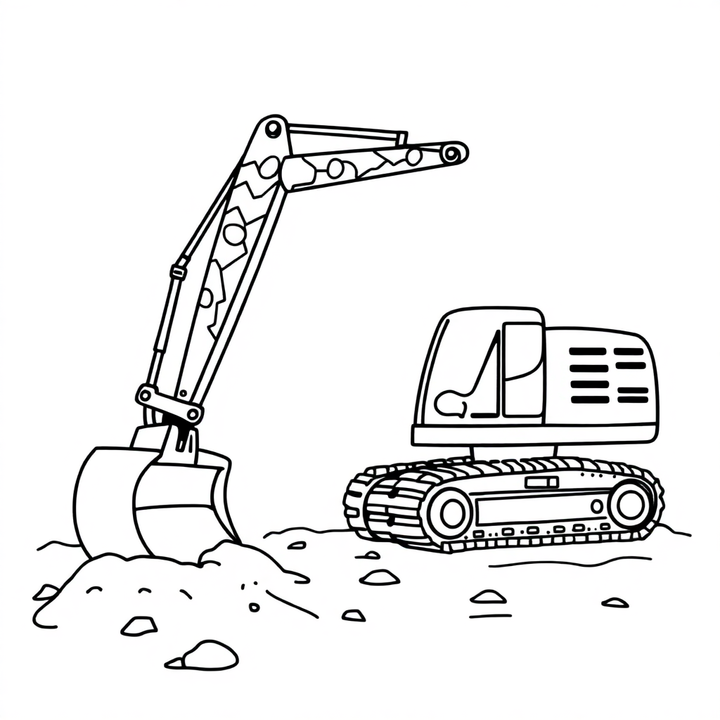 Zentangle Style Excavator Digging Coloring Page