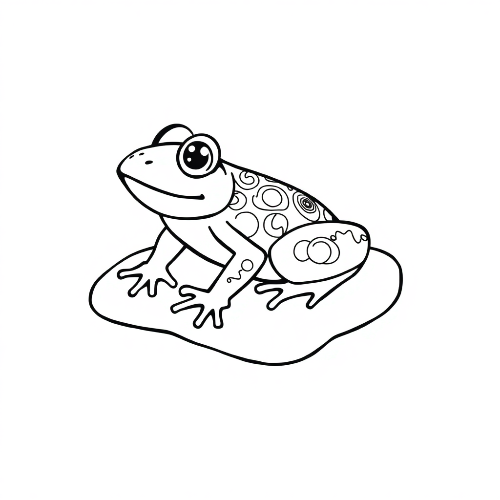 Zentangle Style Frog On Lily Pad Coloring Page