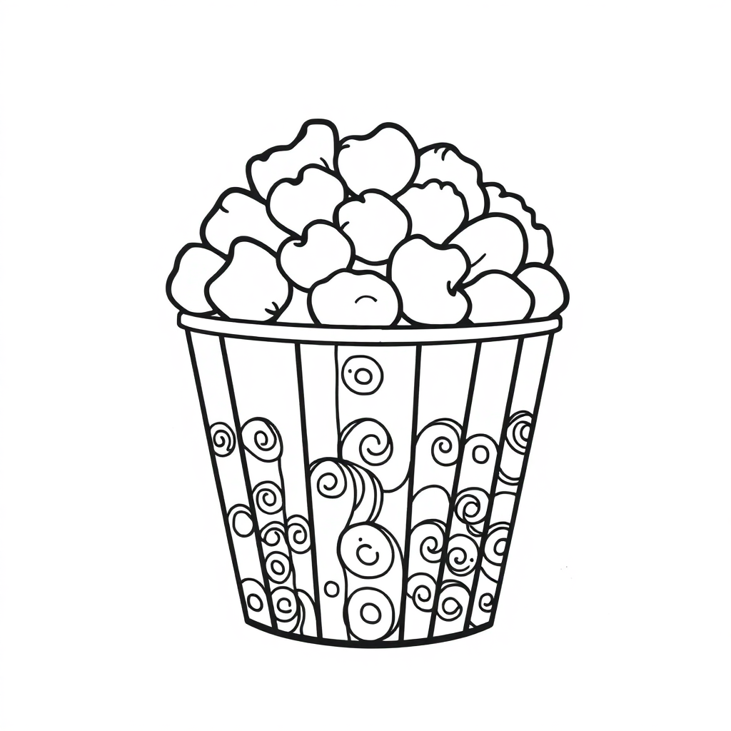 Zentangle Style Popcorn Bucket Coloring Page