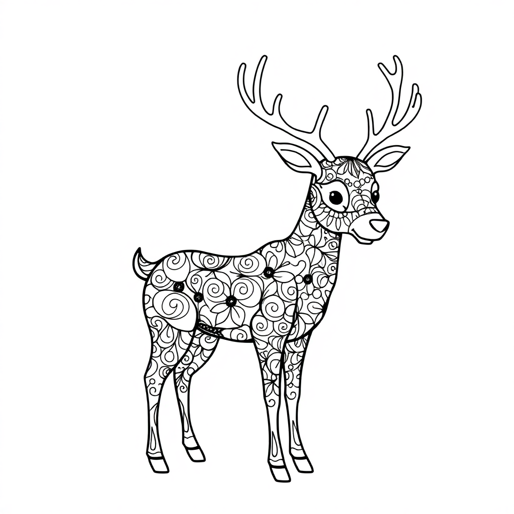 Zentangle Style Reindeer Coloring Page