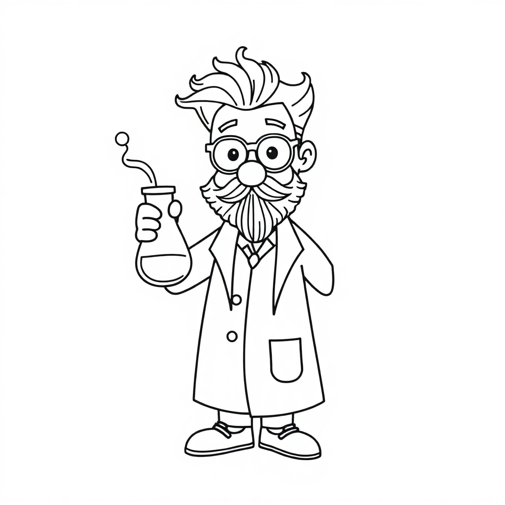 Zentangle Style Scientist With Beaker Coloring Page