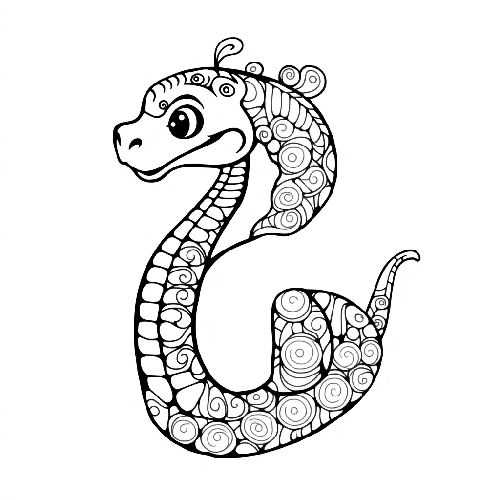 Zentangle Style Sea Serpent Coloring Page