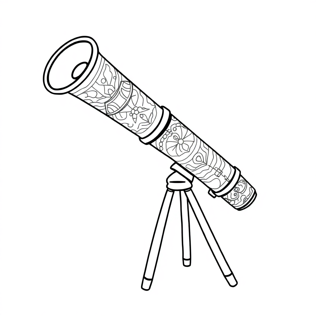 Zentangle Style Space Telescope Coloring Page