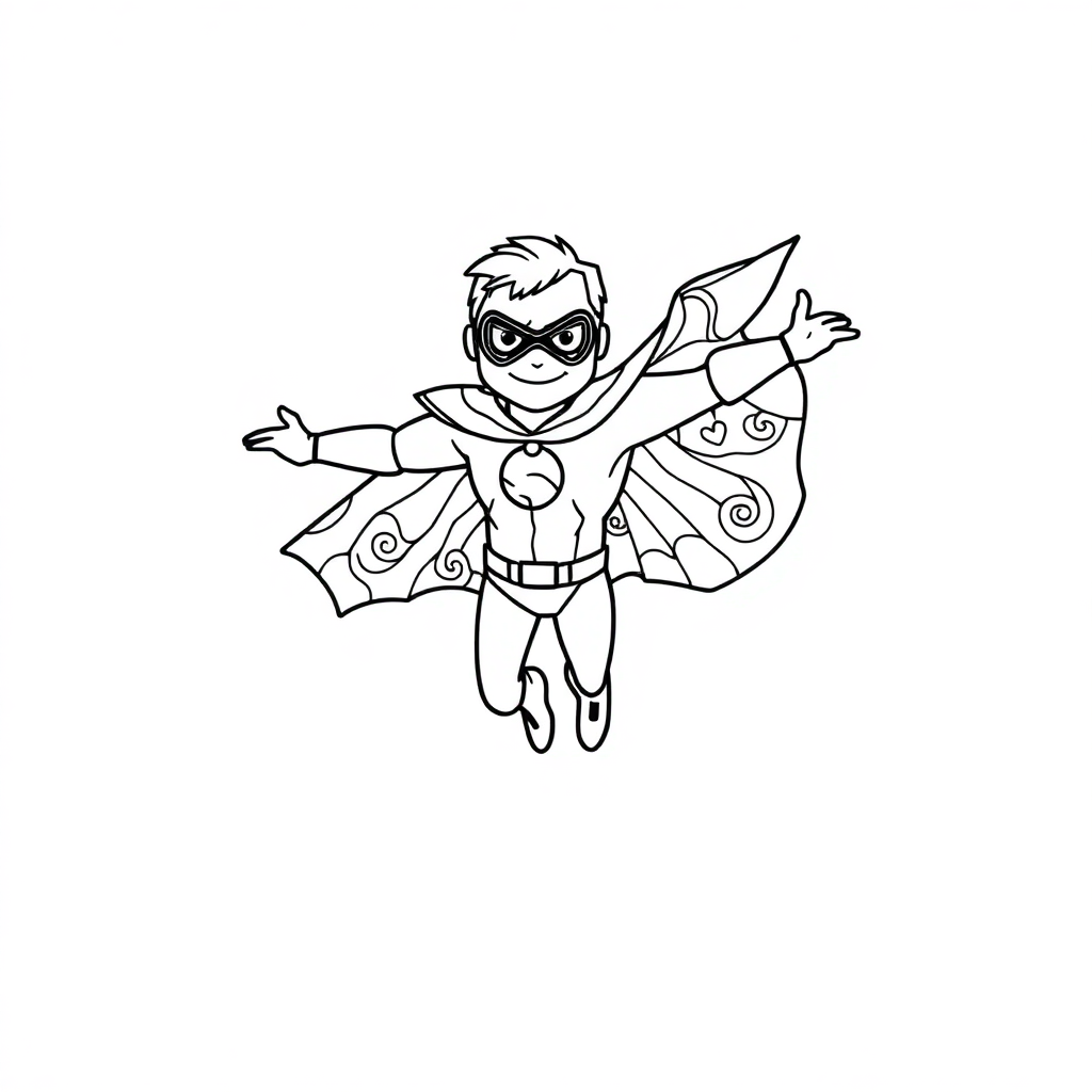 Zentangle Style Superhero Flying Coloring Page
