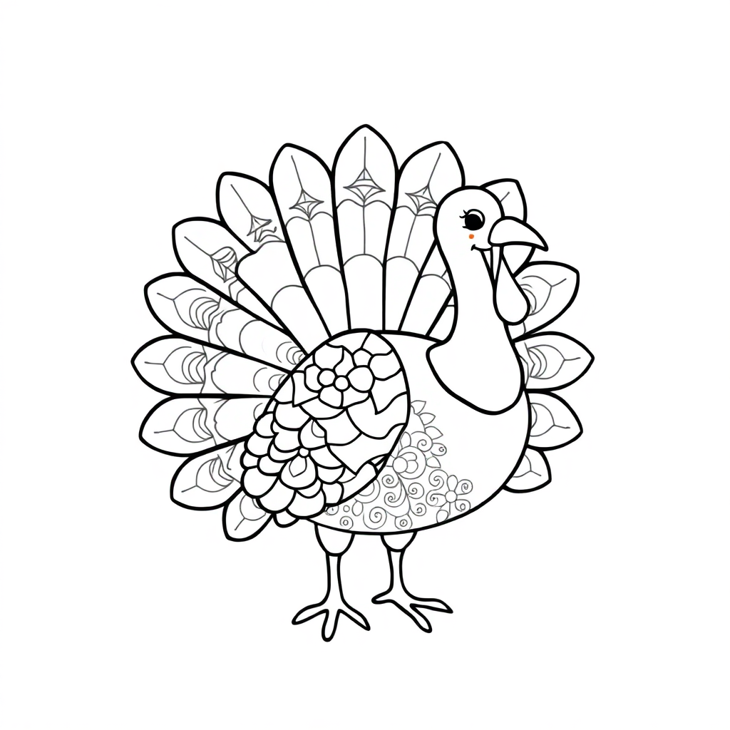 Zentangle Style Thanksgiving Turkey Coloring Page