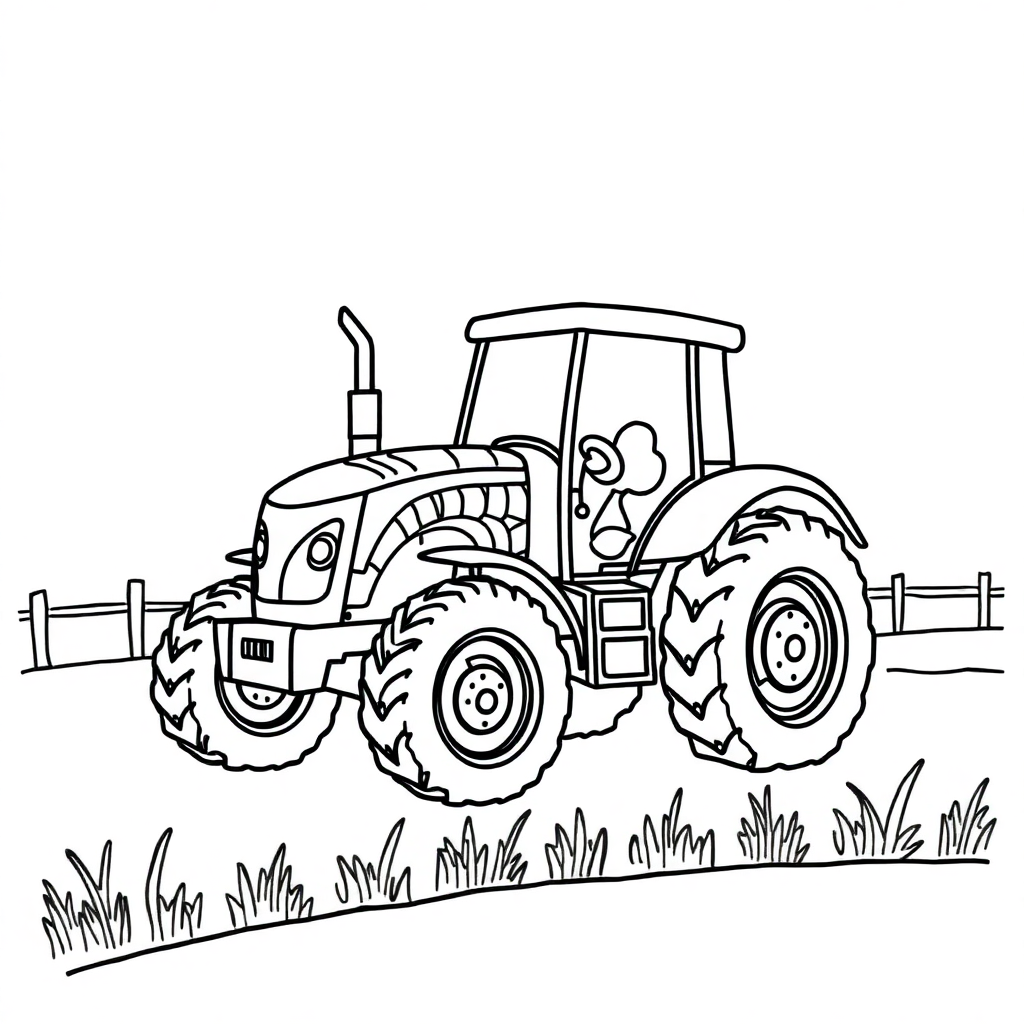 Zentangle Style Tractor On Farm Coloring Page