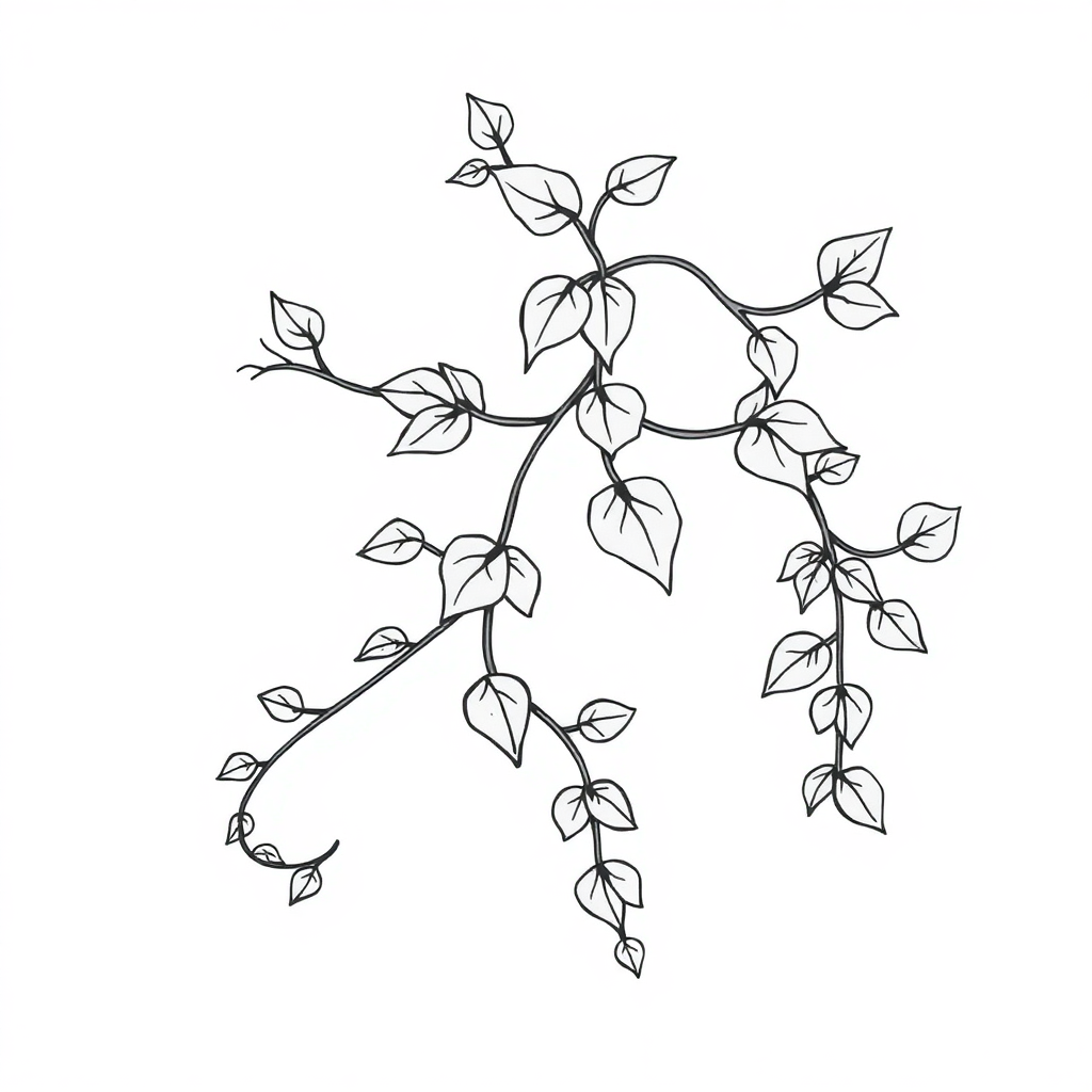 Zentangle Style Vine With Leaves Coloring Page