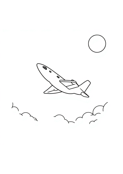 Airplane Flying At Night Coloring Page