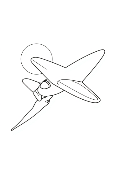 Airplane Flying In Space Coloring Page