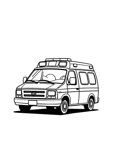 Ambulance At Sunset Coloring Page