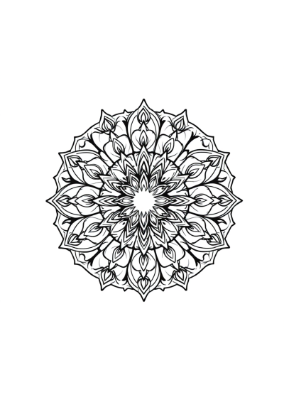 Art Nouveau Mandala In Rain Coloring Page