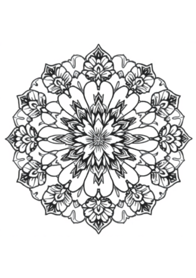Art Nouveau Mandala With Flowers Coloring Page