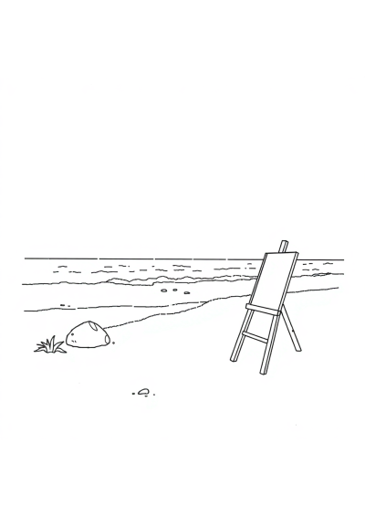 Artist Painting On Beach Coloring Page
