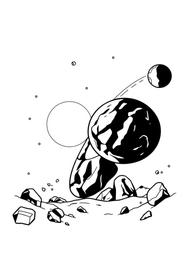 Asteroid Belt At Sunset Coloring Page
