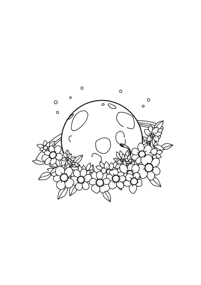 Asteroid Belt With Flowers Coloring Page