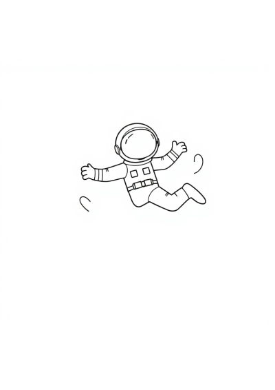 Astronaut Floating In Space Underwater Coloring Page
