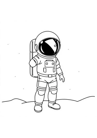 Astronaut In Suit At Night Coloring Page