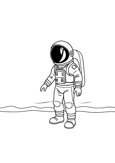 Astronaut In Suit On Beach Coloring Page