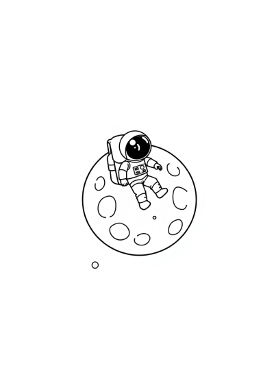 Astronaut On Moon In Space Coloring Page