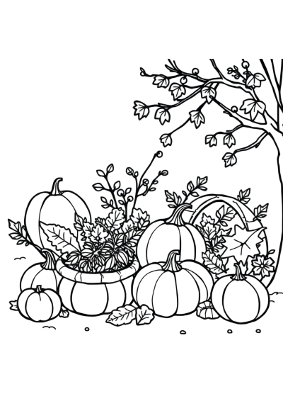 Autumn Harvest In Winter Coloring Page