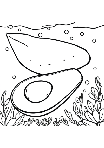 Avocado Underwater Coloring Page