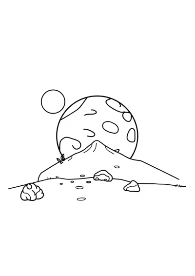 Baby Alien Planet Landscape Coloring Page