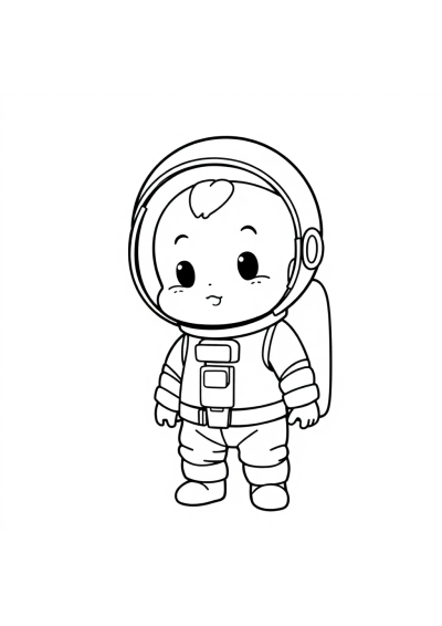 Baby Astronaut In Suit Coloring Page