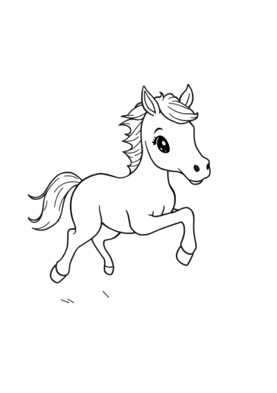 Baby Horse Running Coloring Page