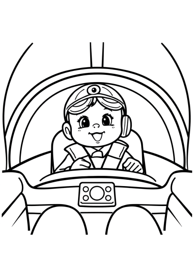 Baby Pilot In Cockpit Coloring Page