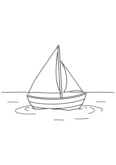 Baby Sailboat On Water Coloring Page