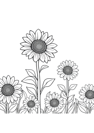 Baby Sunflower Field Coloring Page