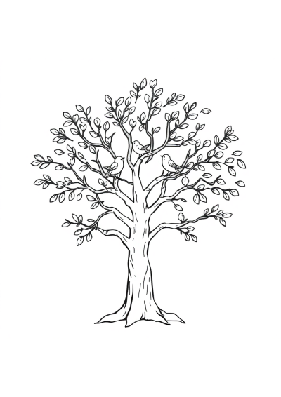 Baby Tree With Birds Coloring Page