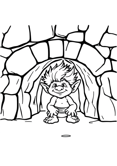 Baby Troll Under Bridge Coloring Page
