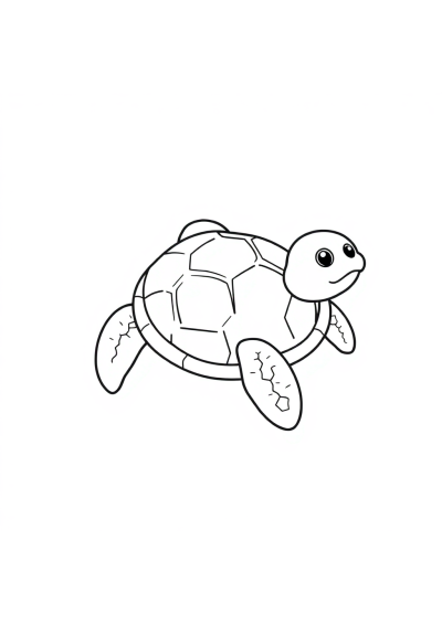 Baby Turtle Swimming Coloring Page