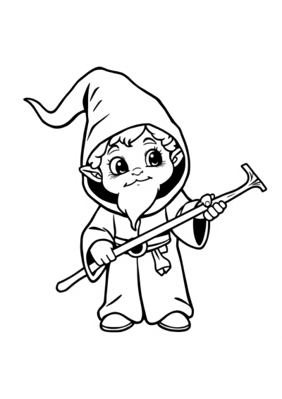 Baby Wizard With Staff Coloring Page