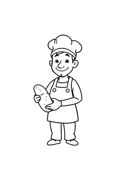 Baker With Bread Coloring Page