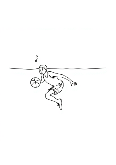 Basketball Player Underwater Coloring Page