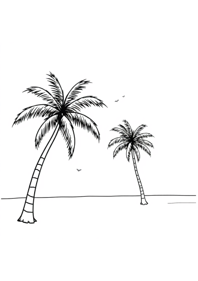Beach With Palm Trees Coloring Page