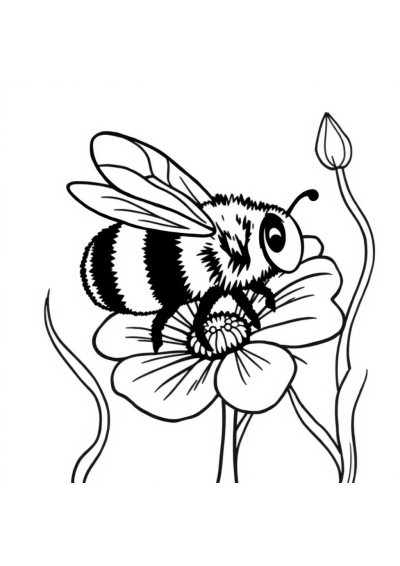 Bee On Flower Underwater Coloring Page