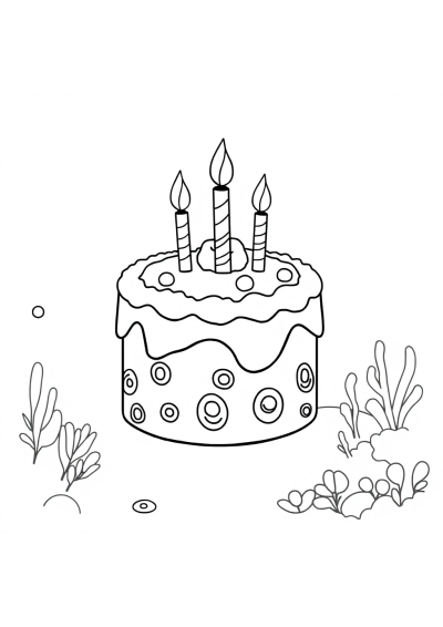 Birthday Cake Underwater Coloring Page