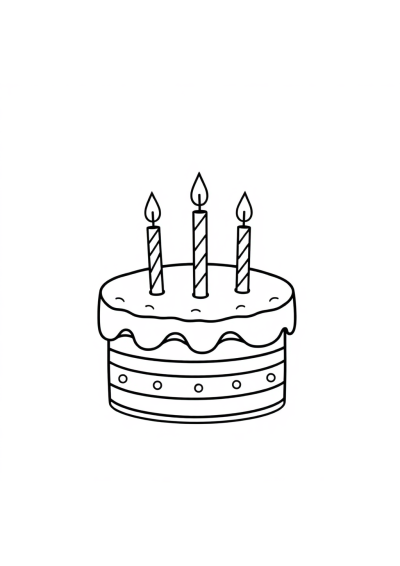 Birthday Cake With Candles In Space Coloring Page